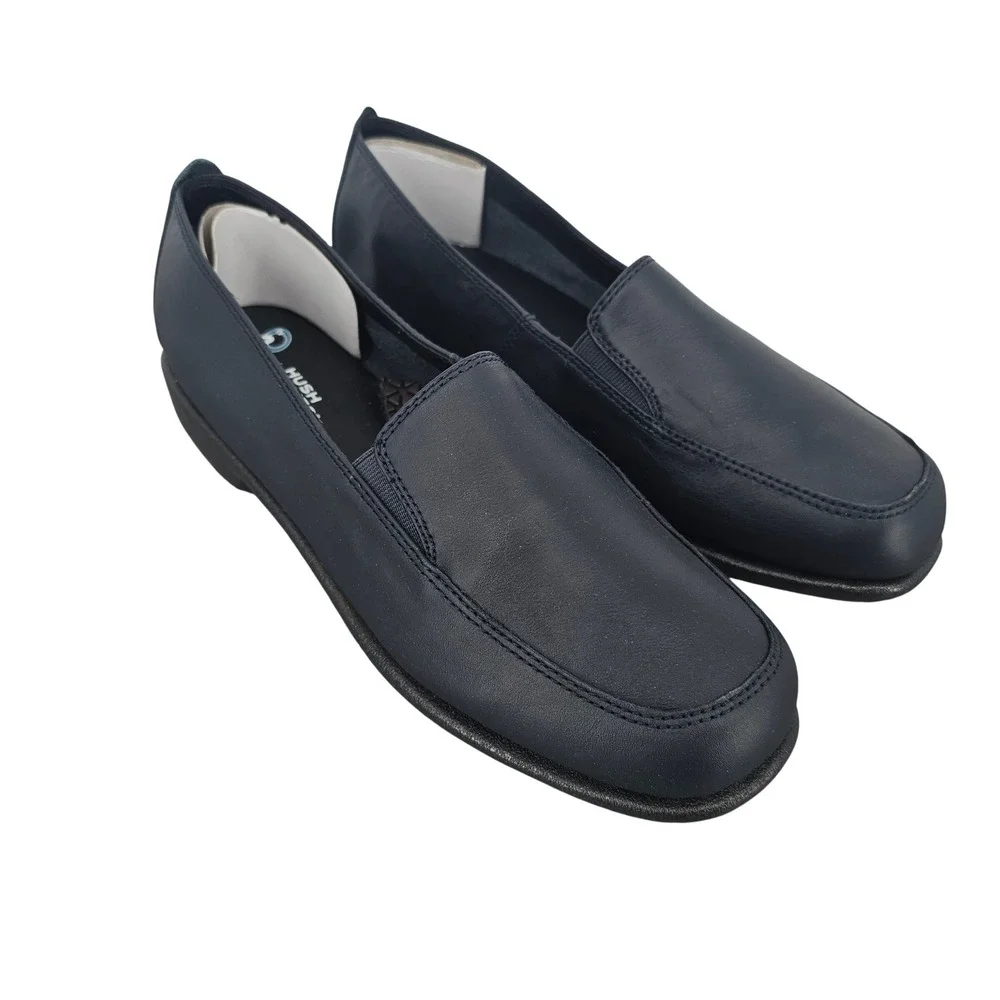 Hush Puppies Heaven Navy Leather Loafers Womens 9.5 EW H55537 Slip‎ On Shoes